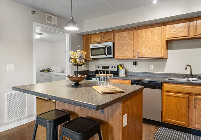 kitchen with an island